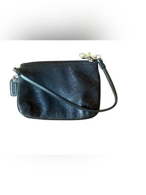 Coach Black Signature Wristlet Clutch with Detachable Strap